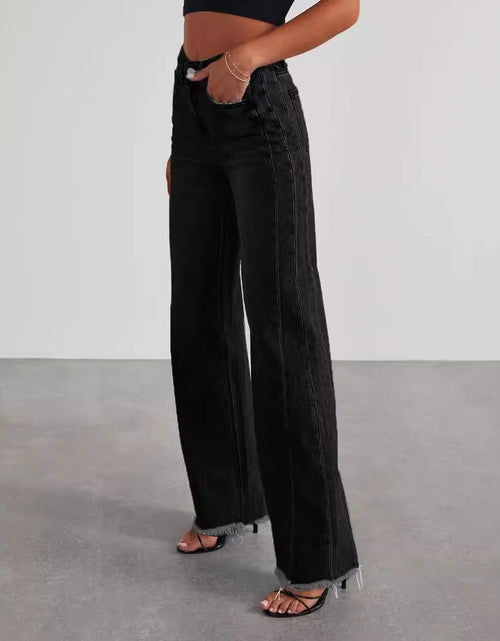 Load image into Gallery viewer, Fashion High Waist Jeans With Pockets Comfortable Slim Fit Straight Wide-leg Pants Womens Clothing
