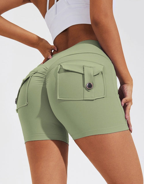 Load image into Gallery viewer, High Waist Hip Lifting Shorts With Pockets Quick Dry Yoga Fitness Sports Pants Summer Women Clothes
