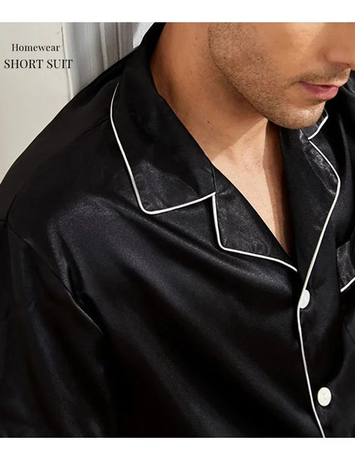 Load image into Gallery viewer, Summer Matte Satin Lapel Casual Homewear Suit Breathable Thin Short-sleeved Shorts
