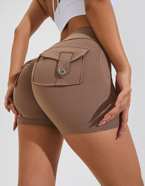 Load image into Gallery viewer, High Waist Hip Lifting Shorts With Pockets Quick Dry Yoga Fitness Sports Pants Summer Women Clothes
