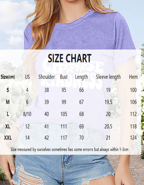 Load image into Gallery viewer, Women&#39;s Round Neck Short Sleeve Sunflower &amp; &#39;Choose Kindness&#39; Print Casual T-Shirt

