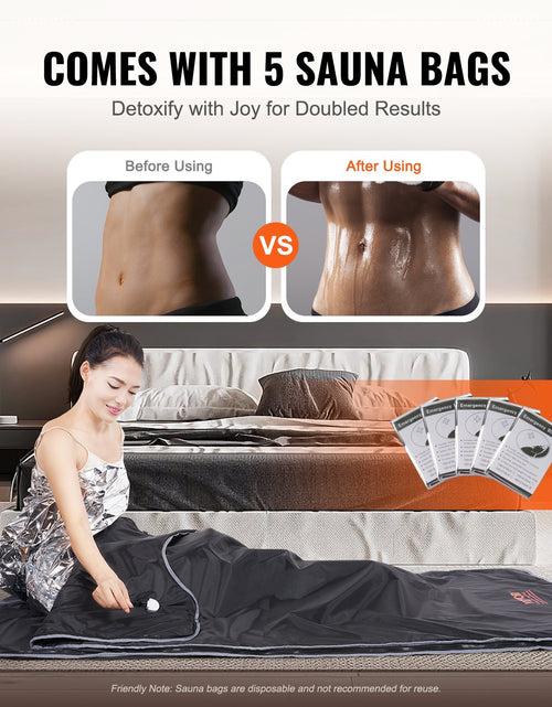 Load image into Gallery viewer, VEVOR Sauna Blanket , Portable Far Infrared Sauna For Home, Oxford Sauna Bag Warm Holes &amp; Carbon Fiber Heating, 1-6 Level Adjustable Temp 95-176F, 5-60 Minutes Timer, 75 X 35 In
