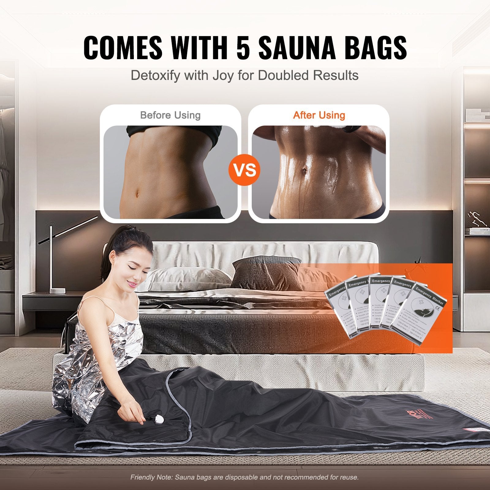 VEVOR Sauna Blanket , Portable Far Infrared Sauna For Home, Oxford Sauna Bag Warm Holes & Carbon Fiber Heating, 1-6 Level Adjustable Temp 95-176F, 5-60 Minutes Timer, 75 X 35 In