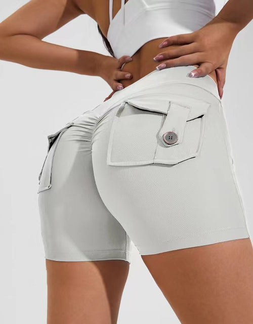 Load image into Gallery viewer, High Waist Hip Lifting Shorts With Pockets Quick Dry Yoga Fitness Sports Pants Summer Women Clothes
