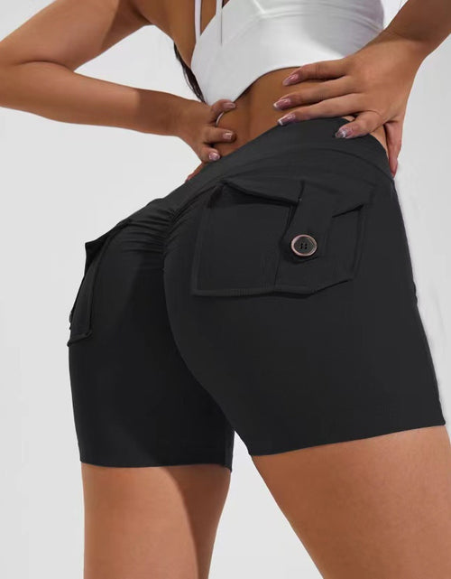 Load image into Gallery viewer, High Waist Hip Lifting Shorts With Pockets Quick Dry Yoga Fitness Sports Pants Summer Women Clothes
