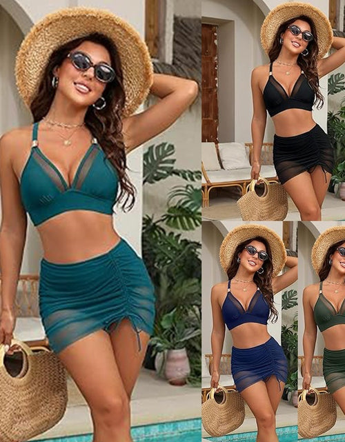 Load image into Gallery viewer, Fashion Sexy Mesh Stitching Push Up Split Women&#39;s Swimsuit
