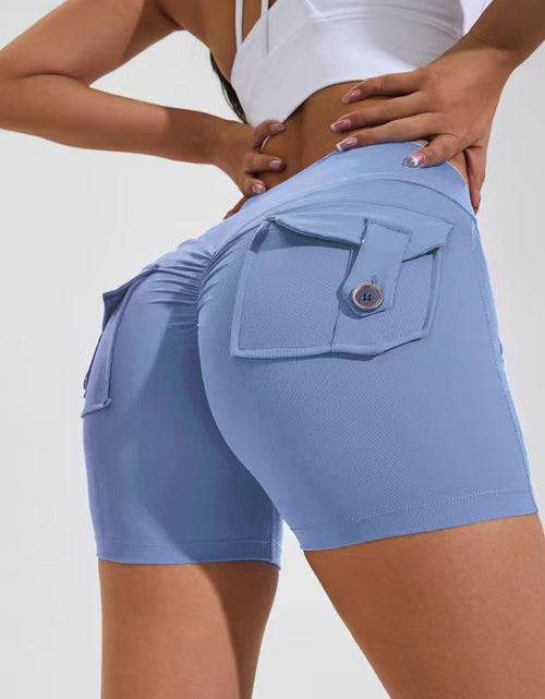 Load image into Gallery viewer, High Waist Hip Lifting Shorts With Pockets Quick Dry Yoga Fitness Sports Pants Summer Women Clothes
