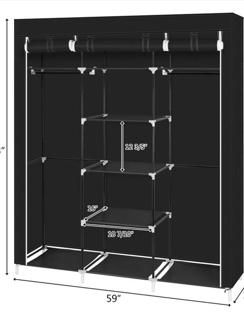 Load image into Gallery viewer, 69 Inch Portable Wardrobe Double Pole Storage Rack Black
