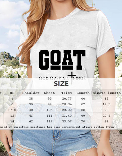 Load image into Gallery viewer, Women&#39;s Round Neck Short Sleeve T-Shirt With Letter Print, Casual Summer Top
