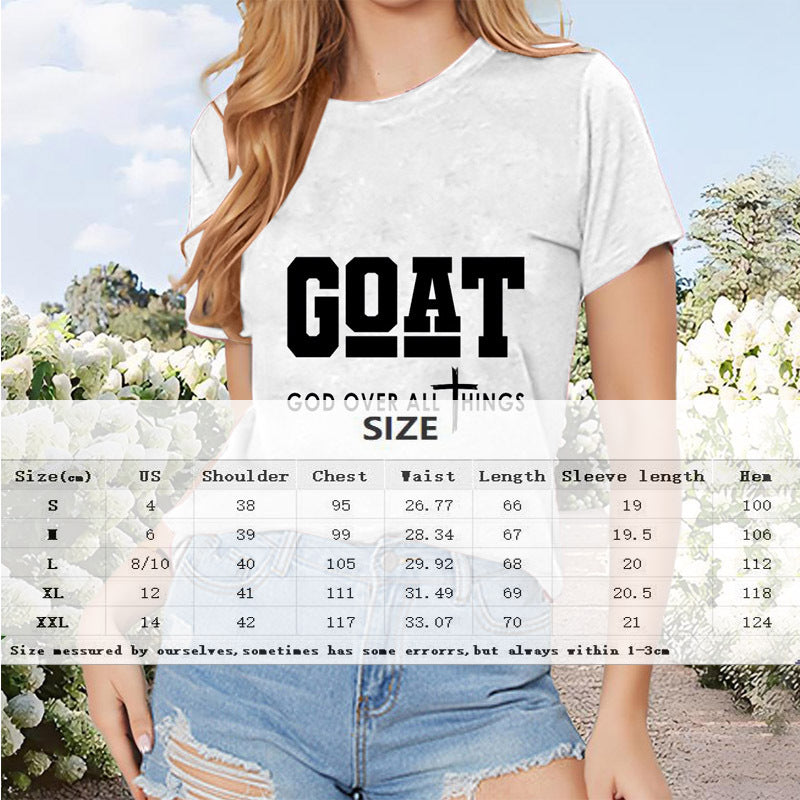 Women's Round Neck Short Sleeve T-Shirt With Letter Print, Casual Summer Top