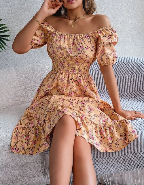 Load image into Gallery viewer, Floral Print Square Collar Dress Summer Fashion Ruffles Dresses Women&#39;s Clothing
