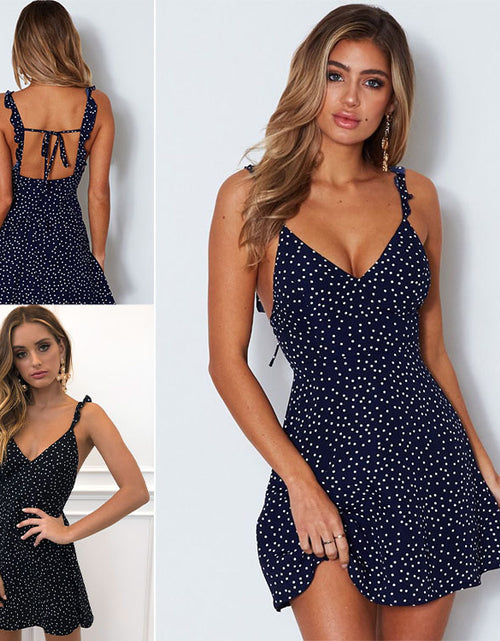 Load image into Gallery viewer, Polka-dot Strappy Dress Women Summer Fashion Beach Sundress
