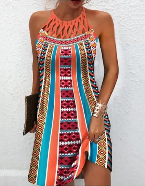 Load image into Gallery viewer, Fashion Print Dress Casual Halterneck Dresses For Women Summer Clothes
