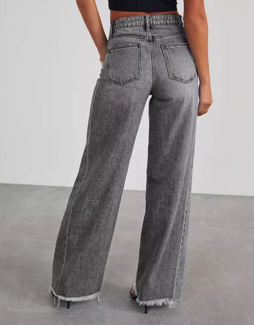 Load image into Gallery viewer, Fashion High Waist Jeans With Pockets Comfortable Slim Fit Straight Wide-leg Pants Womens Clothing
