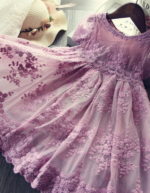 Load image into Gallery viewer, Autumn And Winter Explosions Hollow Children&#39;s Skirt Lace Long-sleeved Girls White Princess Dress Irregular Dress
