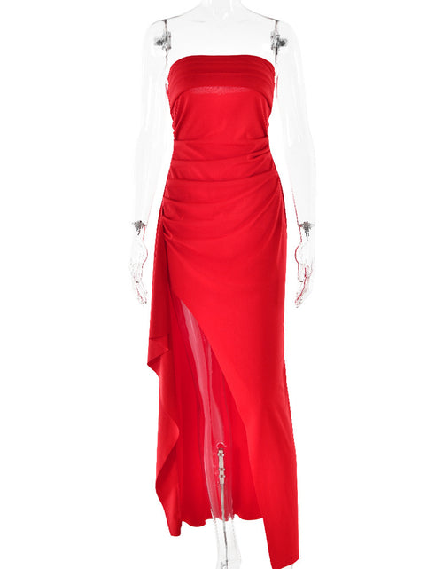 Load image into Gallery viewer, Strapless Split Long Dress Summer Fashion Pleated Bridesmaid Dress For Womens Party Wedding Clothing
