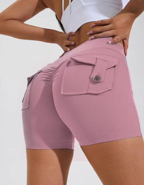 Load image into Gallery viewer, High Waist Hip Lifting Shorts With Pockets Quick Dry Yoga Fitness Sports Pants Summer Women Clothes
