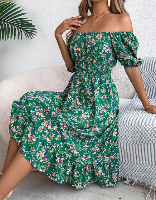 Load image into Gallery viewer, Floral Print Square Collar Dress Summer Fashion Ruffles Dresses Women&#39;s Clothing
