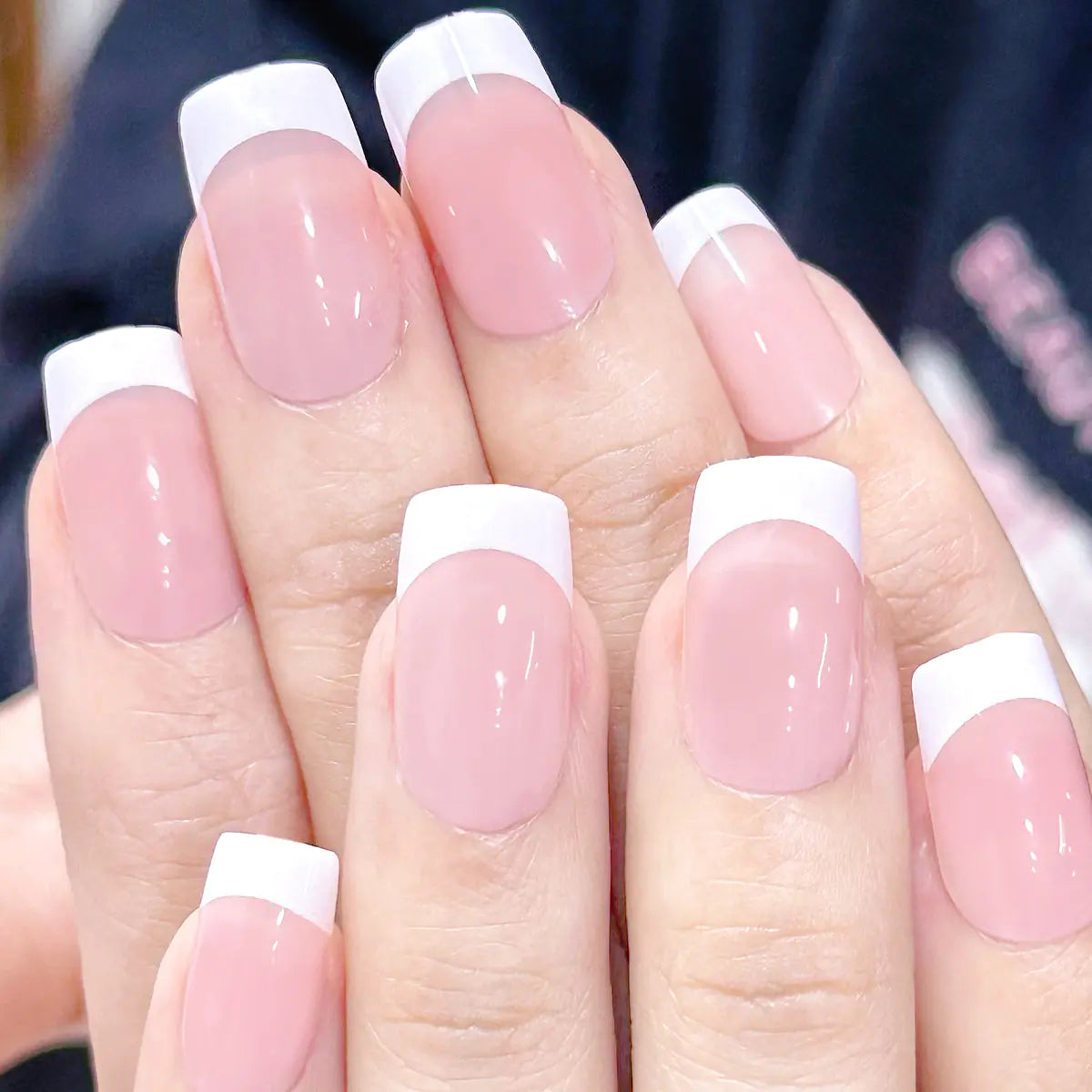 French Style Removable Press-On Nail Tips - 24 Pieces
