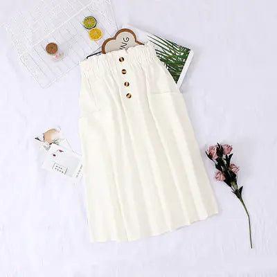 Load image into Gallery viewer, Solid Color Loose Cotton Mid-Length Skirt
